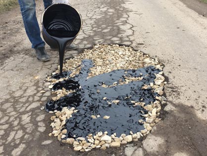 Ямочный ремонт дороги своими силами.
